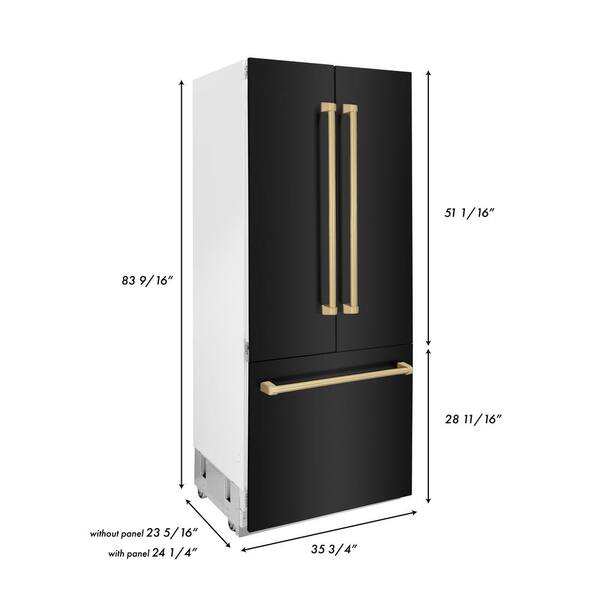 black fridge gold handles