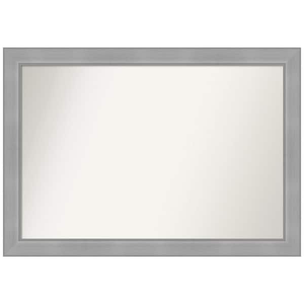 Amanti Art Vista Brushed Nickel 40.25 in. W x 28.25 in. H Rectangle Non-Beveled Framed Wall Mirror in Silver