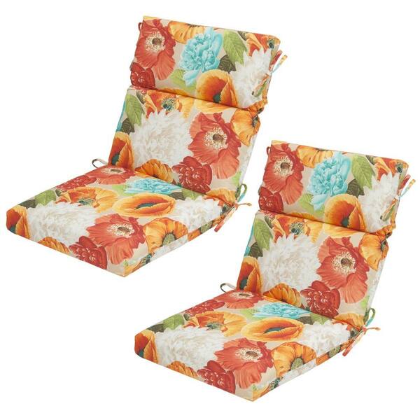 Hampton Bay Spring Flower Outdoor Dining Chair Cushion (2-Pack)