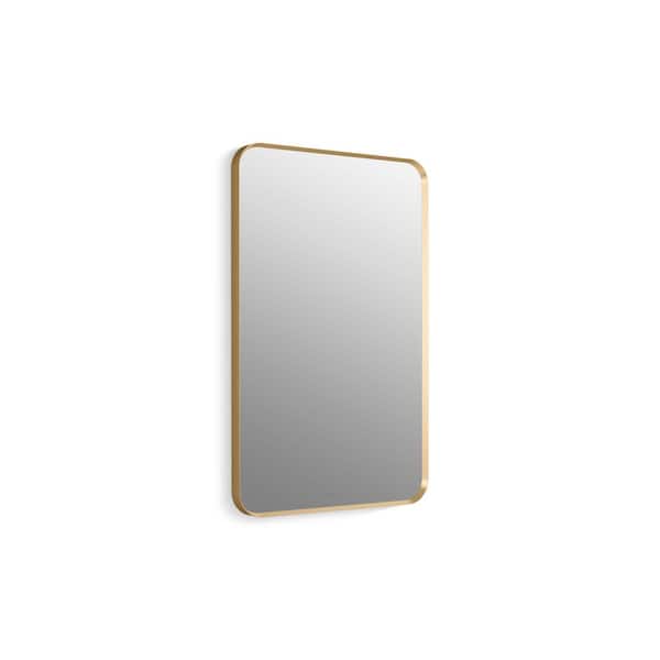 Essential 22 in. W x 34 in. H Rectangle Framing Wall Mirror with Modern Brushed Gold