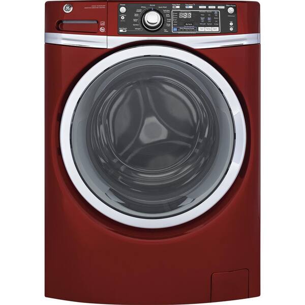 GE 4.9 cu. ft. High-Efficiency Stackable Ruby Red Front Loading Washing Machine with Steam, ENERGY STAR