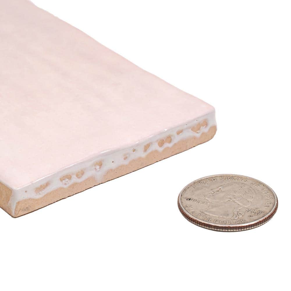Apollo Pink Polished Ceramic Subway Tile 2.58" x 8"