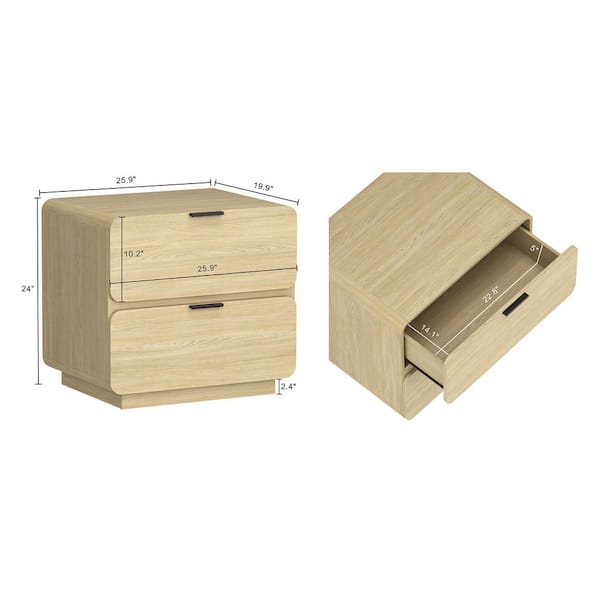 Manhattan Comfort Chrystie Modern Natural 2-Drawer 25.9 in. W