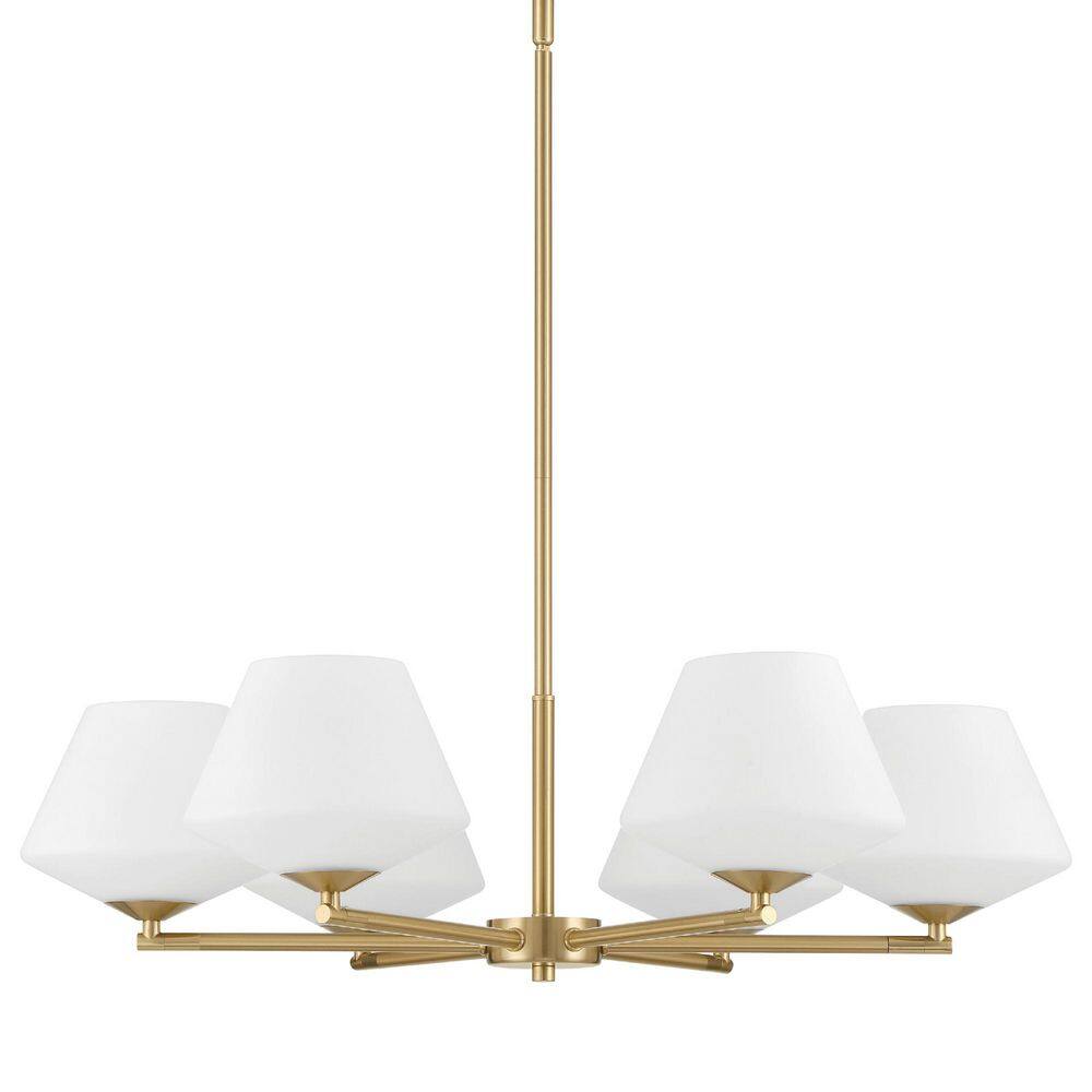 Hunter Celestial Valley 6 Light Alturas Gold with Cased White Glass Chandelier for Dining Rooms price history on PriceWatchPro