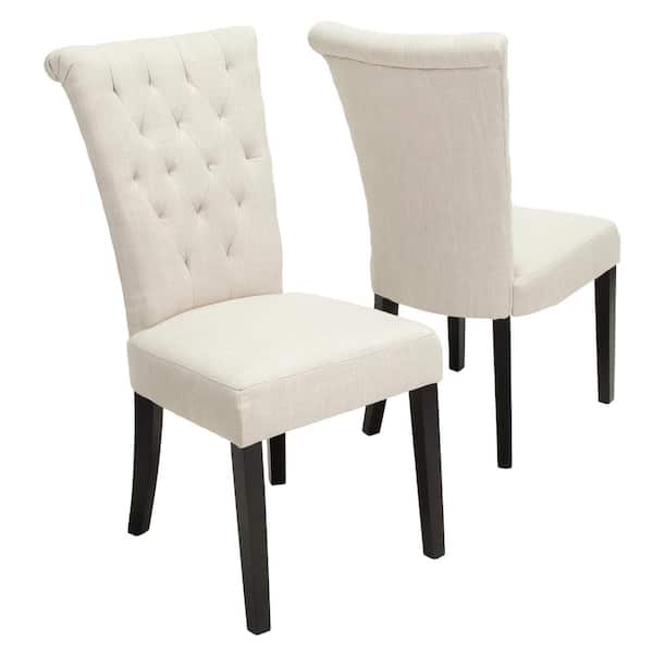 Noble House Venetian Light Beige Velvet Tufted Dining Chairs (Set of 2)