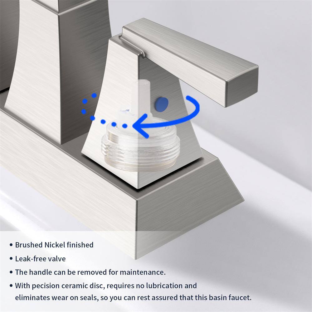 Brushed Nickel Double Handle Mid Arc Bathroom Faucet