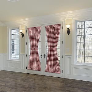 Buffalo Check 54 in. W x 72 in. L Polyester/Cotton Light Filtering Door Panel and Tieback in Burgundy