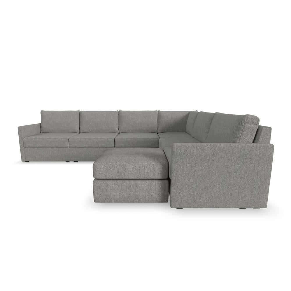 Pebble Gray Fabric 6-Piece Modular Sectional with Ottoman