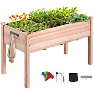 47 in. L x 23 in. W x 30 in. H Wooden Raised Garden Bed Planter Box Flower Vegetable Herb，Natural Wooden,