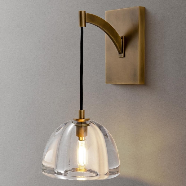 YUYI 7 in. Modern 1-Lights Gold Vanity Light with Luxury Crystal Shade (Set of 1)