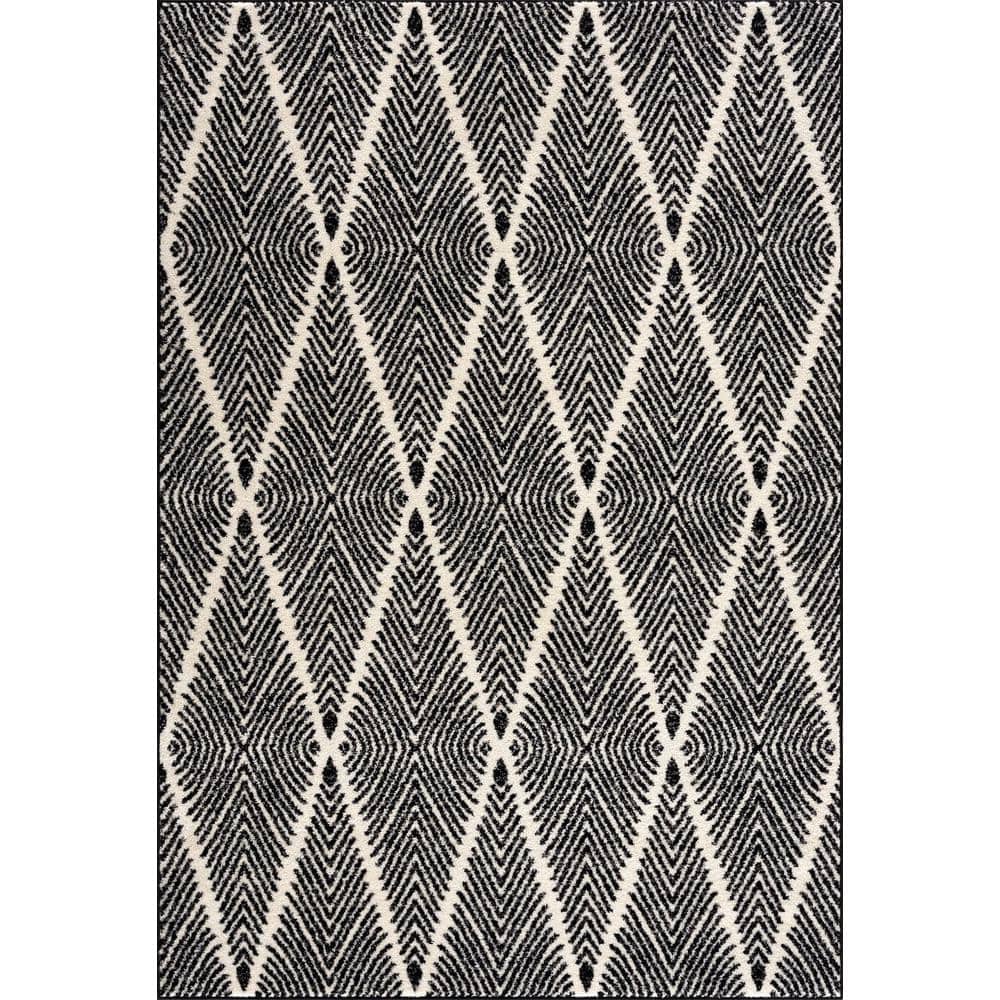 Nordic Black/Cream 5 ft. x 8 ft. Diamond Pattern Area Rug