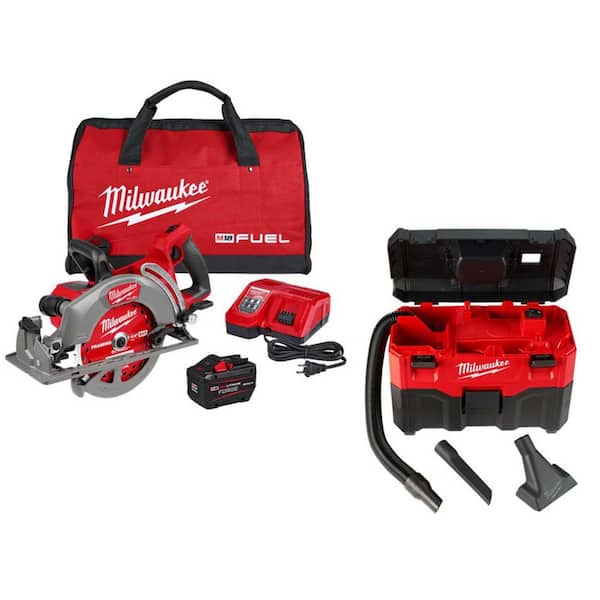 M18 FUEL 18V Lith-Ion Cordless 7-1/4 in. Rear Handle Circular Saw Kit w/ FORGE 12.0 Ah Battery, Charger, and M18 Vac