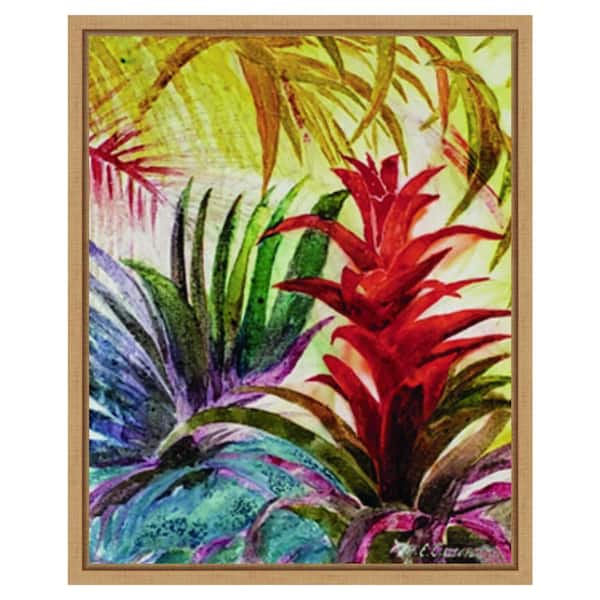 Amanti Art Tropic Botanicals VI by Marie Elaine Cusson 16 in. W x 20 in. H Canvas Float Frame in Brown