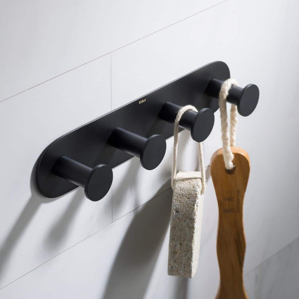 KRAUS Elie Bathroom Robe and Towel Hook Rack with 4-Hooks in Matte ...