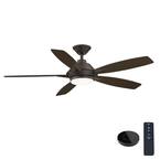 Wilmington 52 in. LED Espresso Bronze Ceiling Fan with Light and Remote Control works with Google and Alexa