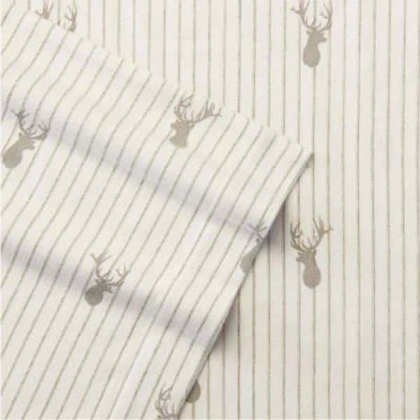 Gray Deer Lodge Queen Cotton Flannel Sheet Set