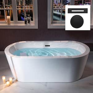 Nimbus 66.375 in. Acrylic Freestanding Bathtub with Drain and Overflow Included in White