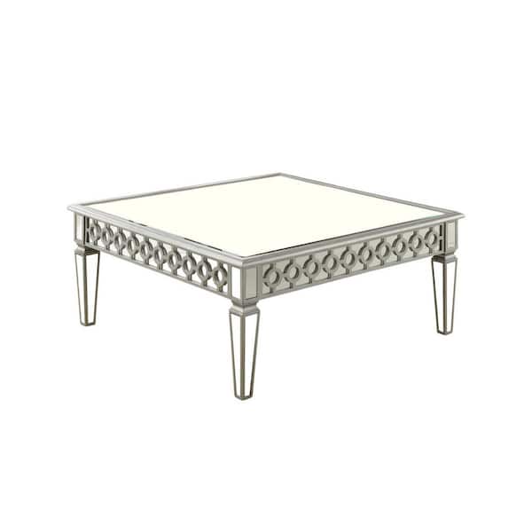 Unbranded Stacey 40 in. Silver Square Mirrored Top Coffee Table