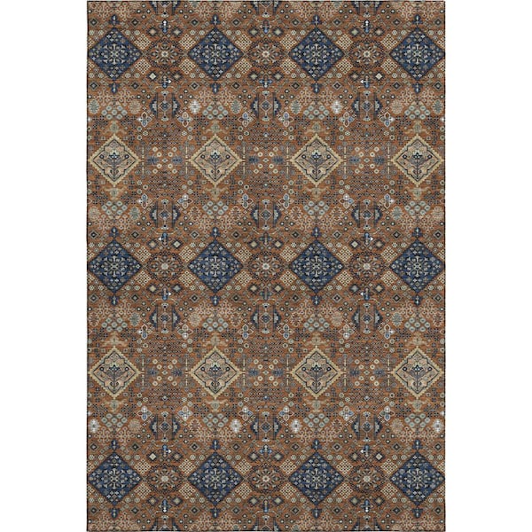 Mayfield Premium Machine Washable Abstract AMF2478 Paprika 9 ft. x 12 ft. Area Rug