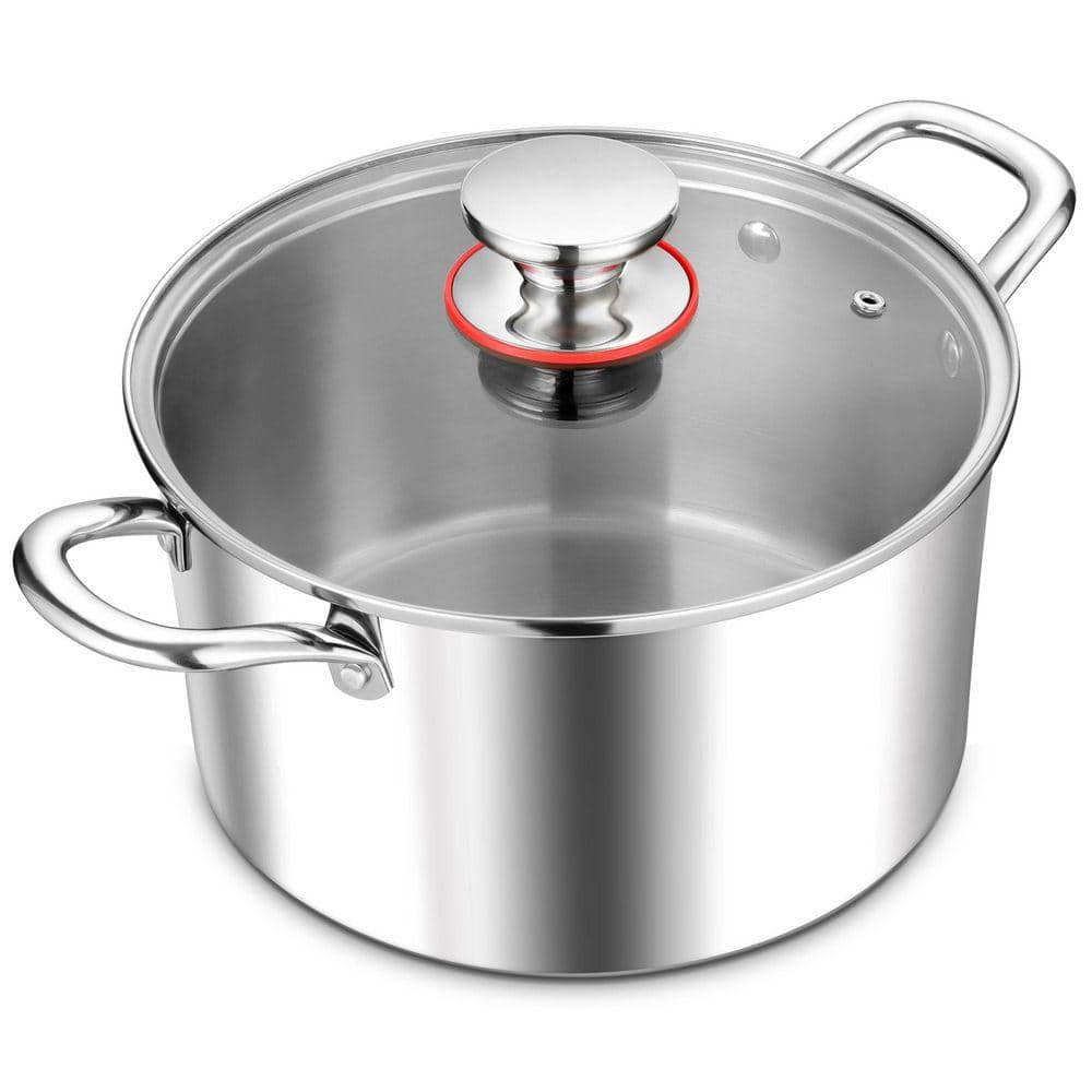 8 Quart Stock Pot with Lid, Tri-ply Stainless Steel Stockpot for