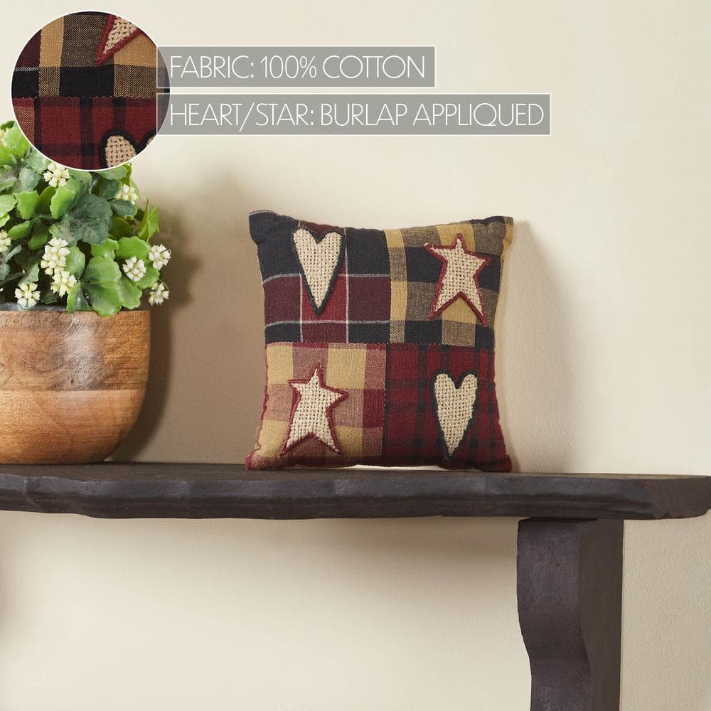 Connell Burgundy Cotton Patchwork Appliqued Throw Pillow