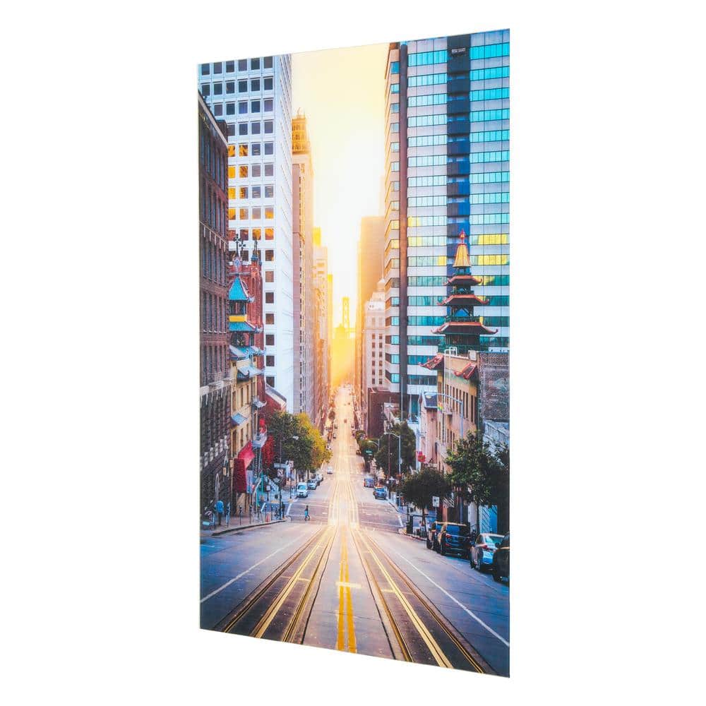 Dawn Breaking Cityscape Glass Wall Art