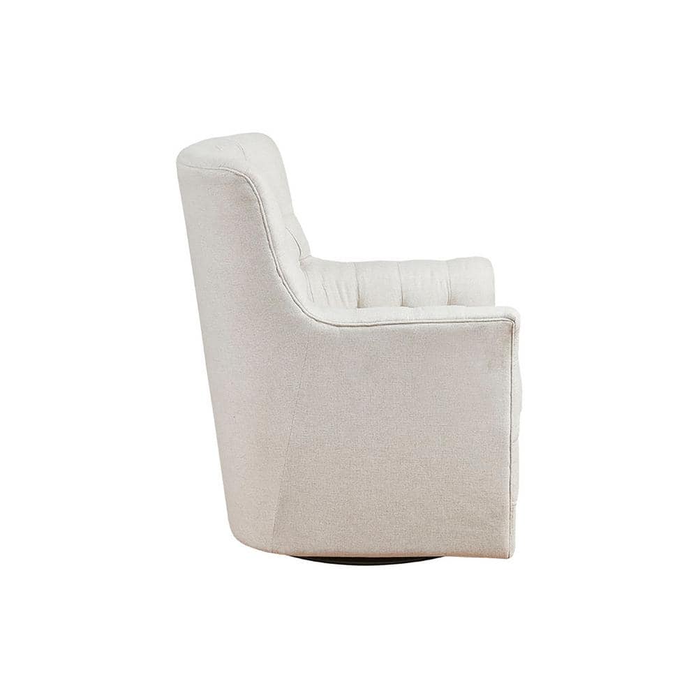 Cream Velvet Swivel Glider Accent Chair with Flared Arms