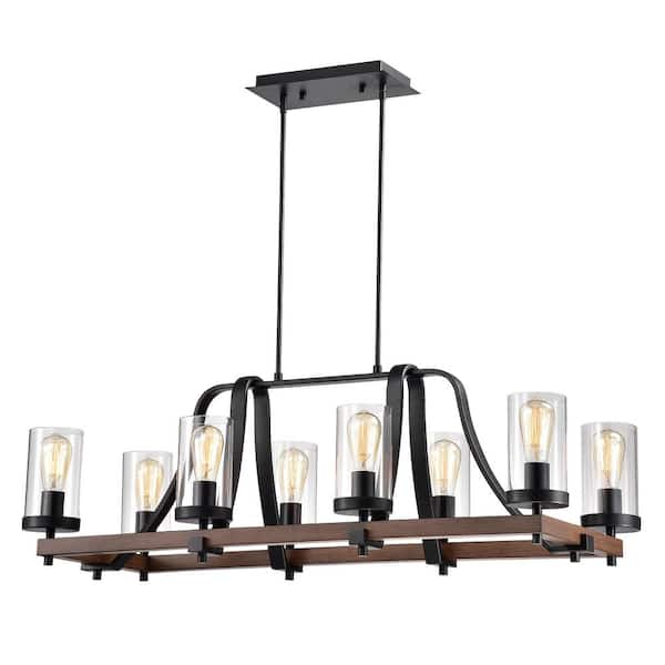 Warehouse of Tiffany Guntel 40 in. 8-Light Black Indoor Chandelier