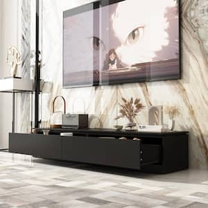 93.7 in. Black Wood TV Stand Entertainment Center with Storage Cabinet and 2-Drawers Fits TV's Up to 80 in.