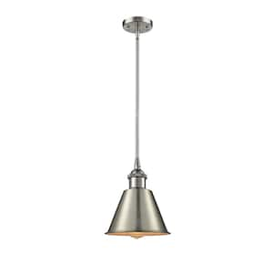 Smithfield 1-Light Brushed Satin Nickel Shaded Pendant Light with Brushed Satin Nickel Metal Shade