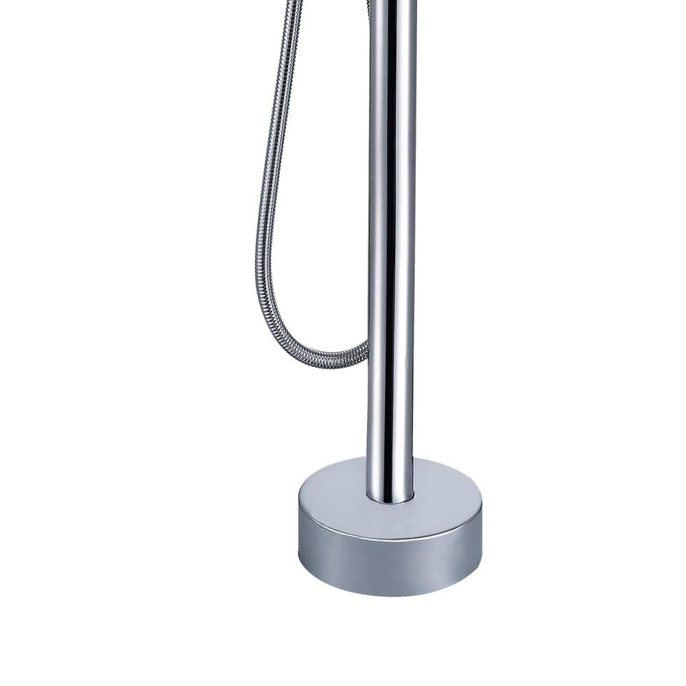 Chrome Freestanding High-Arc Tub Faucet with Hand Shower
