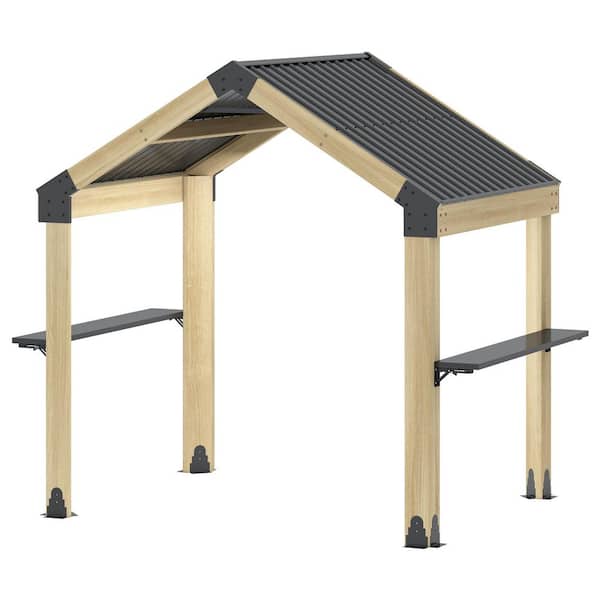 8 ft. x 5 ft. Galvanized Steel Hardtop Grill Gazebo with 2 Side Shelves
