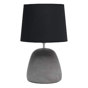 16.5 in. Gray Round Concrete Table Lamp with Black Shade
