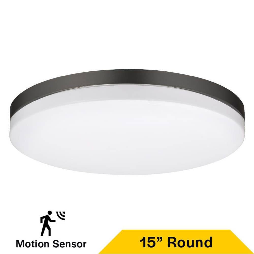 "15"" 125 Watt (Equiv) Slim Drum Fixture White & Black LED Color Selectable with Sensor Flush Mount with Steel Housing" price history on PriceWatchPro