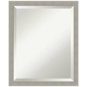 Woodgrain Stripe 18 in. W x 22 in. H Beveled Casual Rectangle Wood Framed Wall Mirror in Gray