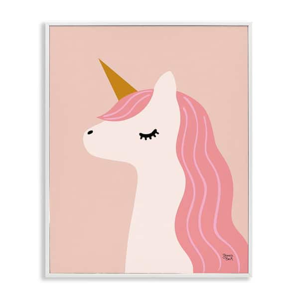 Peach Pastel Unicorn by Jessica Beck White Framed Fantasy Giclee Art Print 30 in. x 24 in.
