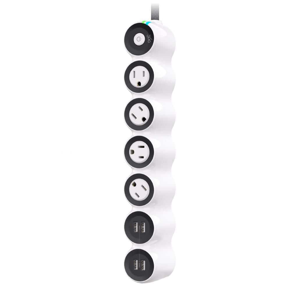 PowerCurve 24W 5 ft. 4-Outlet 4 USB-A-Ports Surge Protector Strip with Brai