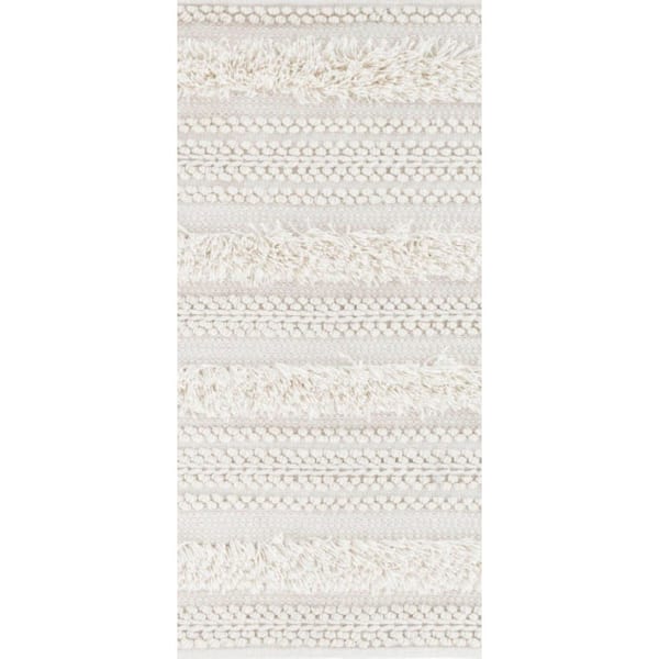 Zhara Stripe Handwoven Performance Ivory 3 ft. x 8 ft. Indoor Runner Rug