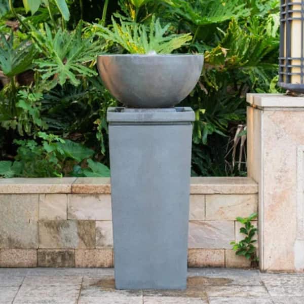 Afoxsos 35 inch Outdoor Zen Bowl Fountain Relaxing Polyresin Water Fountain for Lawn, Garden