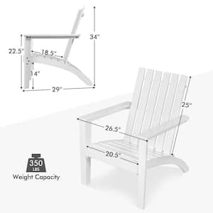 White HDPE Outdoor Acacia Wood Adirondack Lounge Armchair (1-Pack)