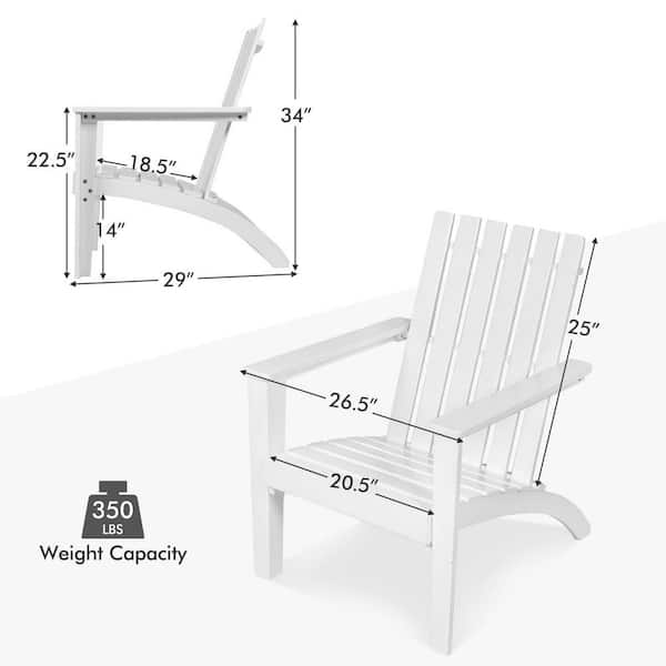 White HDPE Outdoor Acacia Wood Adirondack Lounge Armchair (1-Pack)