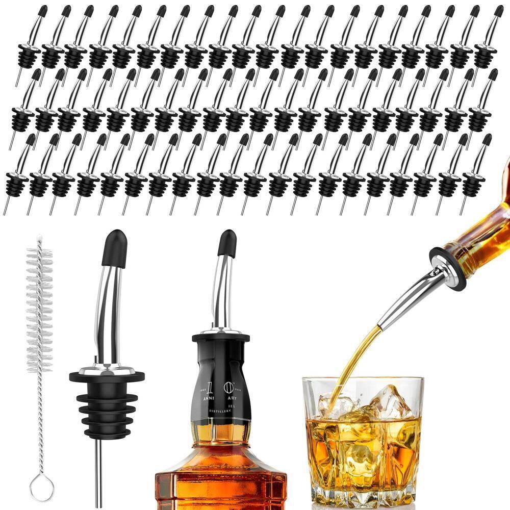 Black Stainless Steel Pour Spouts with Rubber Dust Caps for Bar, Liquor Bottles, Vinegar, Wine and Bartending (60-Pack) price history on PriceWatchPro