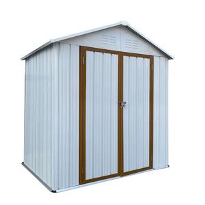 6.04 ft. W x 4.16 ft. D White and Yellow Metal Shed with Double Door (25.13 sq. ft.)