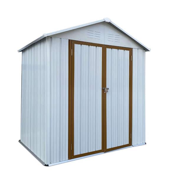 Tidoin 8 ft. W x 6 ft. D Black Lockable Metal Shed with Double Door (48 sq. ft.)
