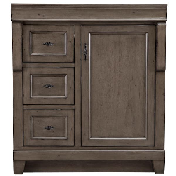 Home Decorators Collection Naples 30 in. W Bath Vanity Cabinet Only in Distressed Grey with Left Hand Drawers