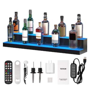 20-Bottles LED Lighted Liquor Bottle Display 40 in. Lighting Shelf 7-Static Colors Acrylic Wine Rack