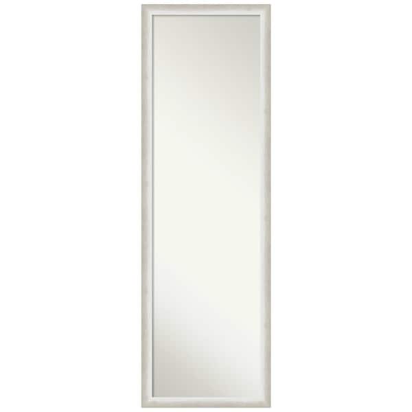 Amanti Art 2-Tone Silver 16.25 in. x 50.25 in. Non-Beveled Modern Rectangle Wood Framed Full Length on the Door Mirror in Silver