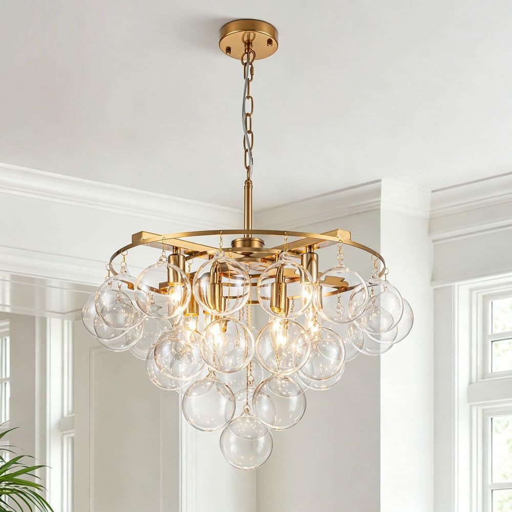 GoYeel Bublume 8-Light Mid-Century Modern Round Glass Gold Bubble