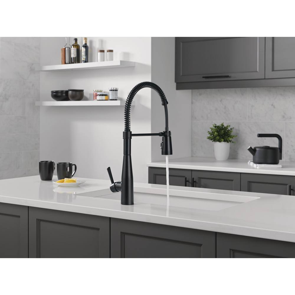 Matte Black Single-Handle Pull-Down Spring Kitchen Faucet