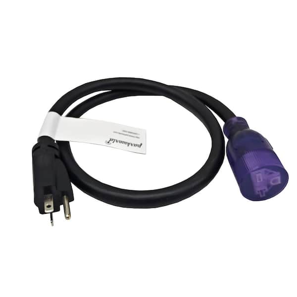 3 ft. 12/3 20 Amp 250-Volt 3-Prong Indoor/Outdoor NEMA 6-20 Extension Cord with Lighted End, Black, UL Listed